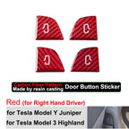 DSI - Door Switch Button Sticker -FITS Tesla Model Y Juniper 2026  Opening Button Trim Patch New Model 3 Carbon Fiber Pattern Decor Cover
