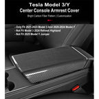 DSI - Center Control Armrest Cover for 2021-2023 Model 3 and 2020-2024 Model Y, Tesla Arm Rest Cover is Made of ABS Material with Carbon Fiber, Not TPE Or Leather (Bright Carbon Fiber Pattern)