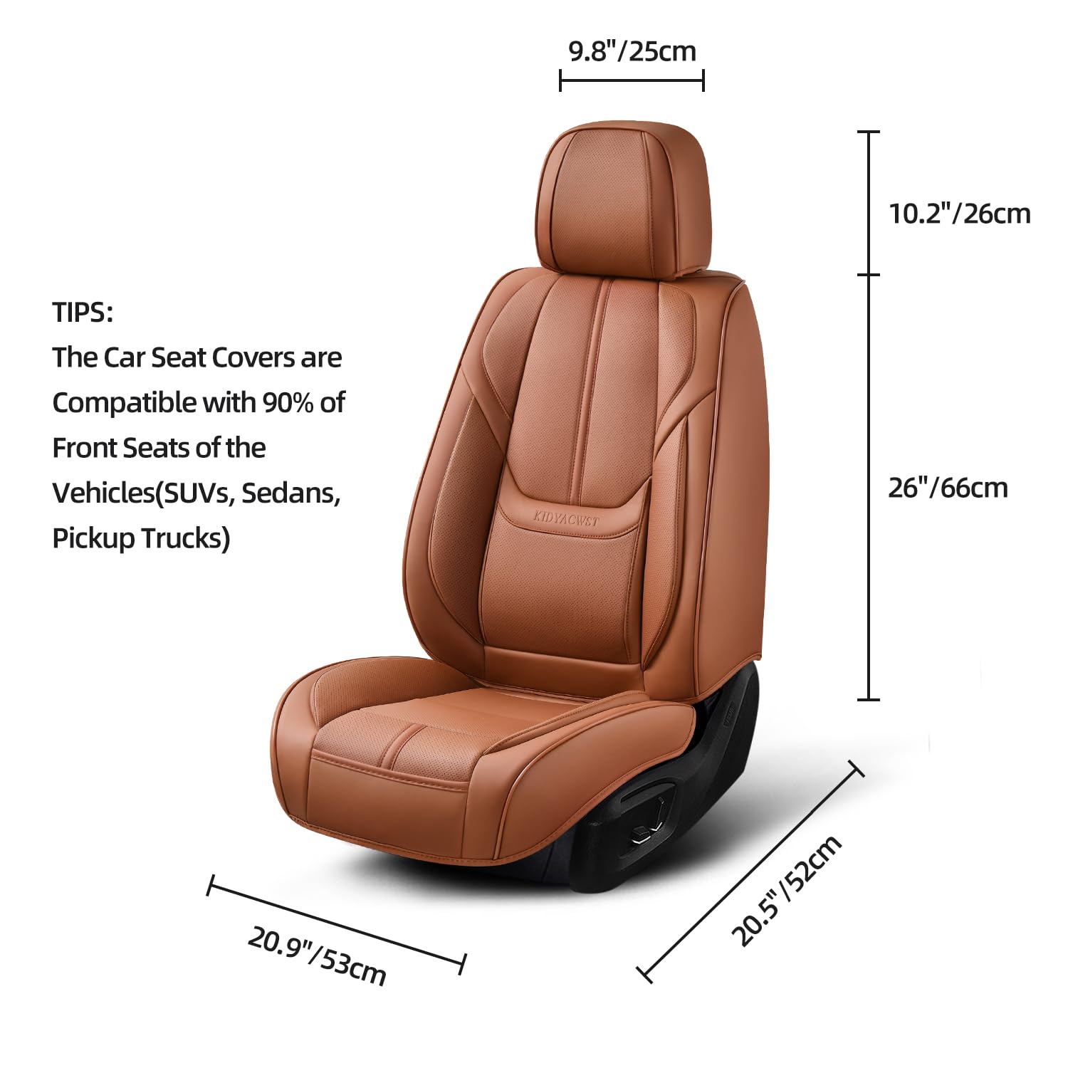 BASIC -  Auto Car Seat Covers Accessories Full Set Leather Cushion Protector Breathable Waterproof Seat Cover for Cars Universal Fit (Brown, Front Pair and Rear)