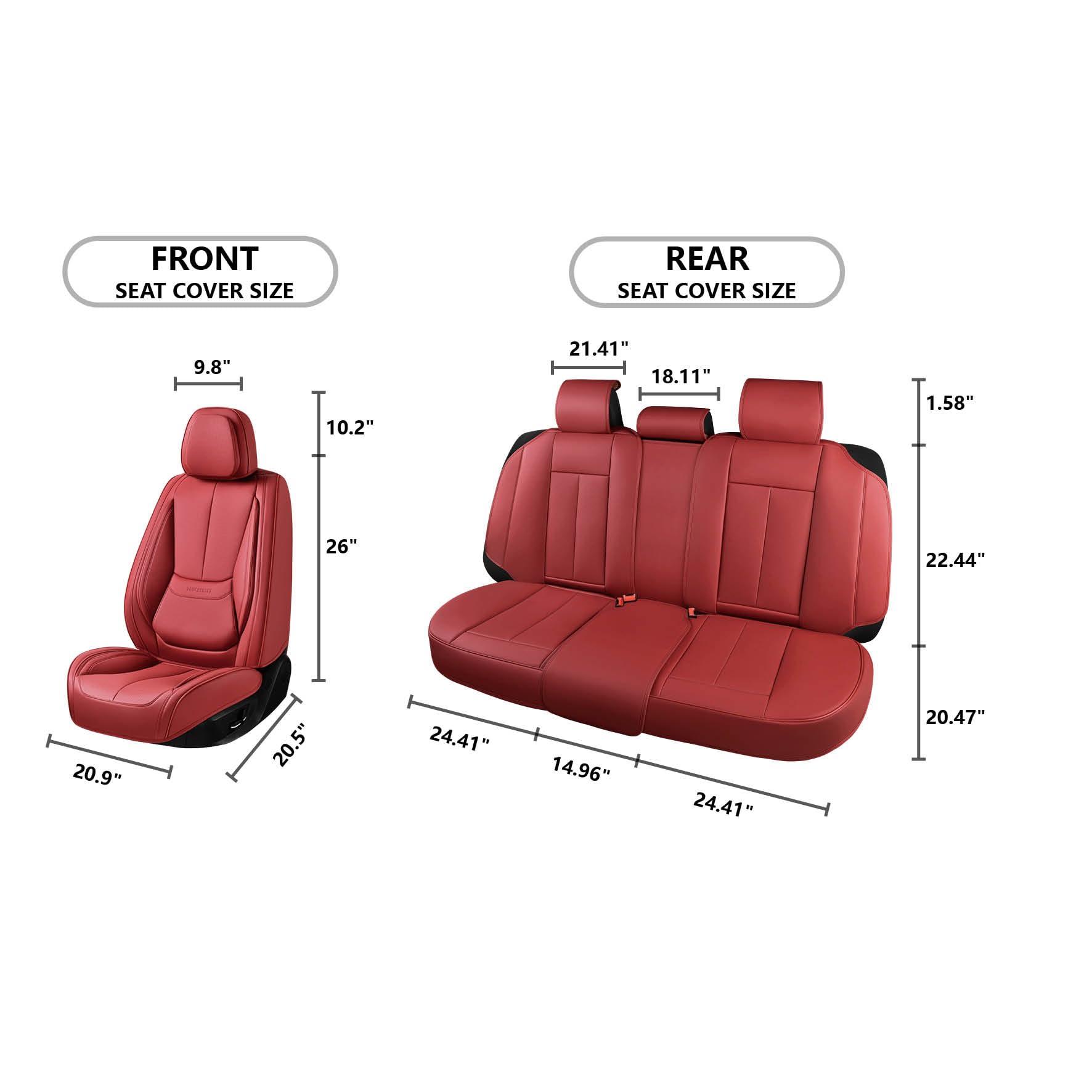 BASIC - Car Seat Covers Full Set,Leather Waterproof Car Seat Cover,Airbag Compatible,Breathable Design,Suitable for Car,Truck,SUV 5 Pack(Burgundy)