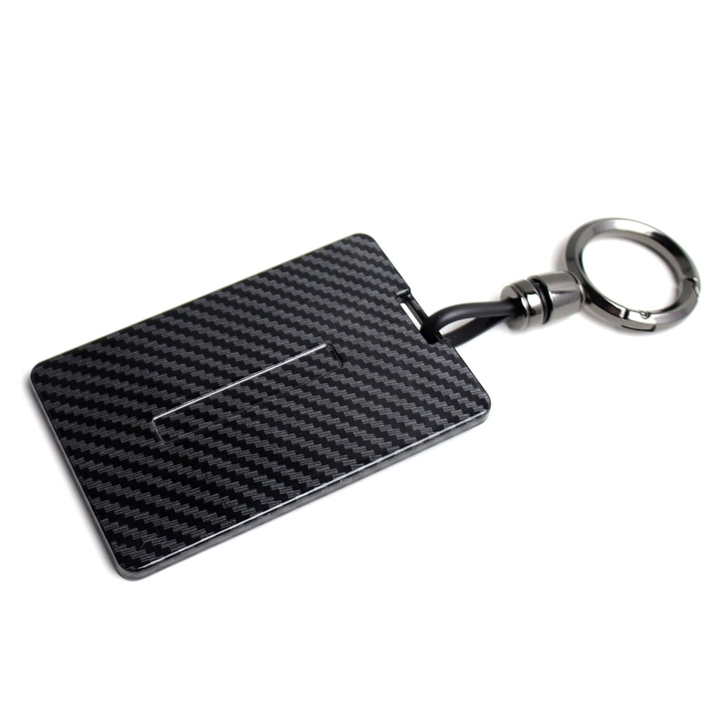 DSI - Glossy Black Carbon Fiber Finish Hard Plastic Key Card Fob Case Holder Keychain Compatible With Tesla Model 3 Y S X Cybertruck Card Key
