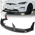 DSTAR - 7PCS Set Front Bumper Lip & Real Carbon Fiber Rear Trunk Spoiler Wing & Rear Roof Spoiler Compatible with 2022-2025 Tesla Model X, 2023 2024 (Painted Carbon Fiber Lip)