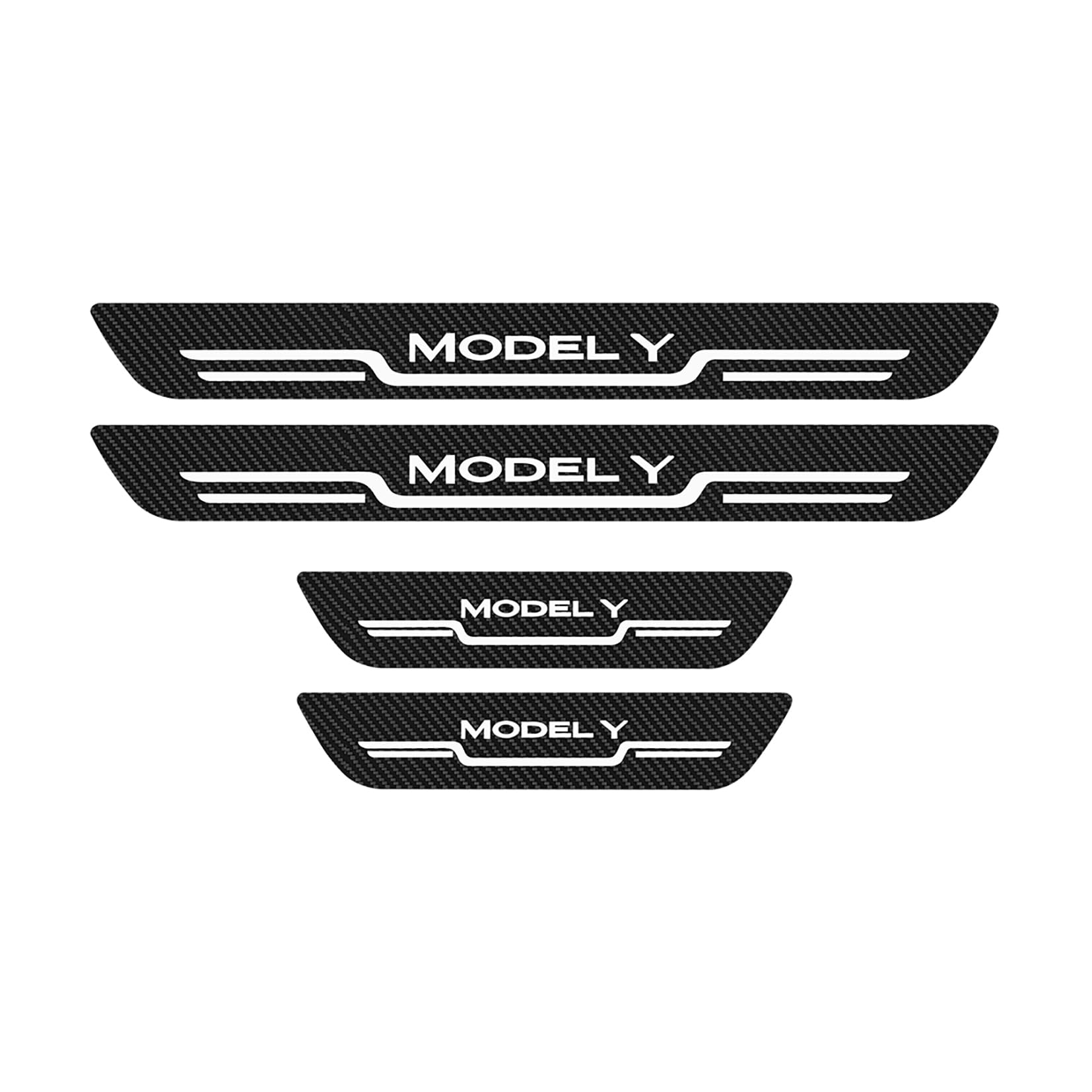 DSI - 4PCS Car Door Sill Protector for Tesla Model Y/3 Car Threshold Stickers Decoration Scuff Plate Sticker, Waterproof Door Threshold Strips Exterior Accessories for Tesla Model 3/Y (Textured-Y)