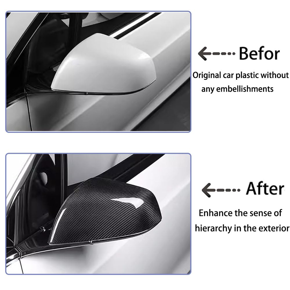 DSI - Car Accessories Fit for Tesla Model S Side Mirror Cover REAL (Carbon Fiber) Rearview Mirror Cover for Model S-2022-2024 Exterior Mirrors Cap Accessories