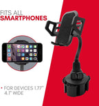 DSI - Car Cup Holder Phone Mount - Securely Holds Phones up to 4.1” Wide - Flexible Gooseneck & 360° Rotatable Cradle