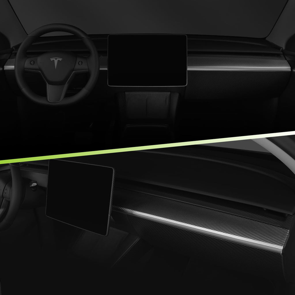 DSI - Dashboard Cover Trim REAL Carbon Fiber for After 2023.5 Tesla Model 3&Y Dashboard Wrap - Dry Carbon Fiber Interior Decoration Compatible with Tesla Model 3&Y (Matte)