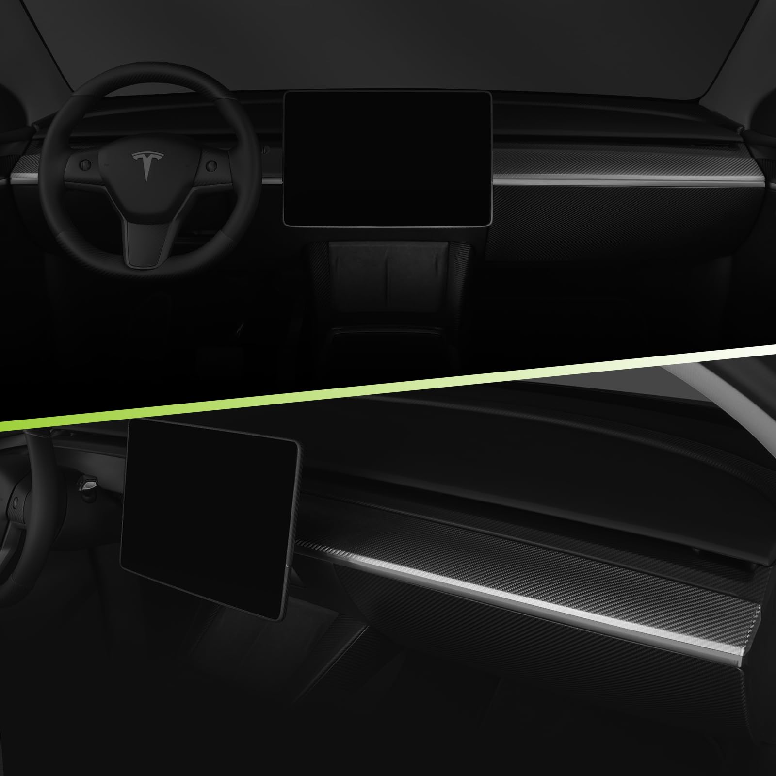 DSI - Dashboard Cover Trim REAL Carbon Fiber for After 2023.5 Tesla Model 3&Y Dashboard Wrap - Dry Carbon Fiber Interior Decoration Compatible with Tesla Model 3&Y (Matte)