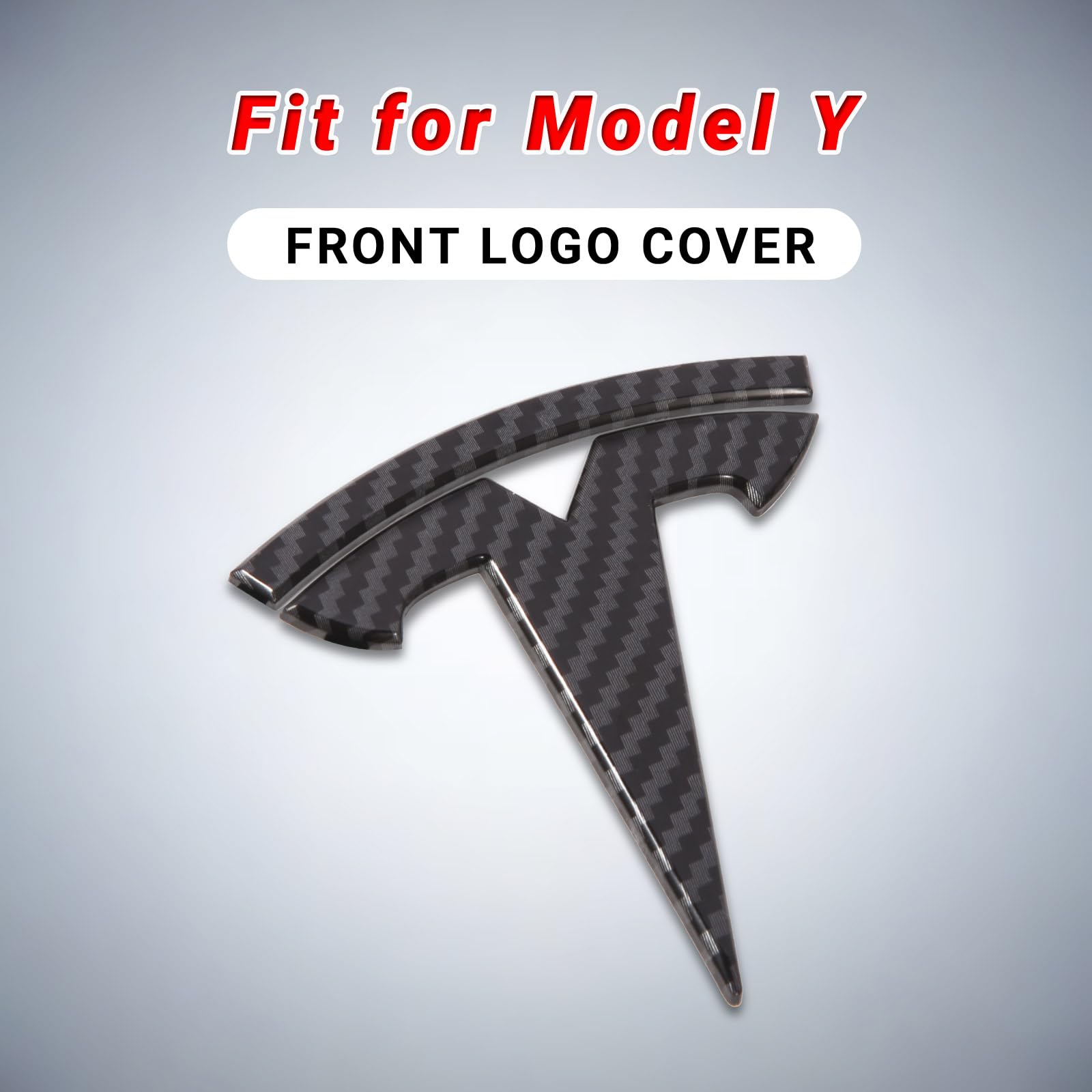 DSI - Model Y Accessories for Tesla 2024 2023 2022 2021 2020 Emblem Sticker 2PCS/Set Logo Decal (Black- Carbon Fiber Pattern)