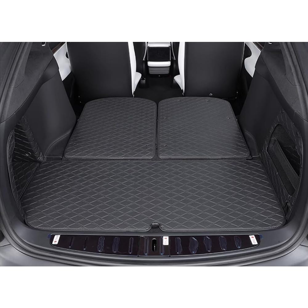 DSTAR - Car Trunk Mat for Tesla Model X 6/7 Seater 2016-2021 (NOTE **2022-Current DO NOT FIT) Full Coverage Trunk Cargo Mat All Weather Rear Cargo Liner Heavy Duty (Black with Black Stitching)
