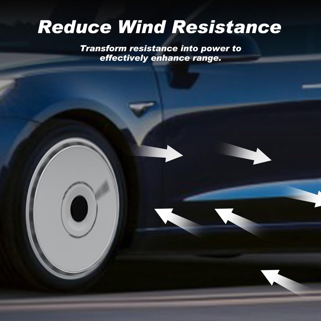 DSI - 19 Inch Wheel Covers for Tesla Model Y Juniper Crossflow Wheels 2025, Centers Lock Installation Rim Protector, Full Coverage Hubcaps Exterior Accessories (White Ring, 4 PCS)