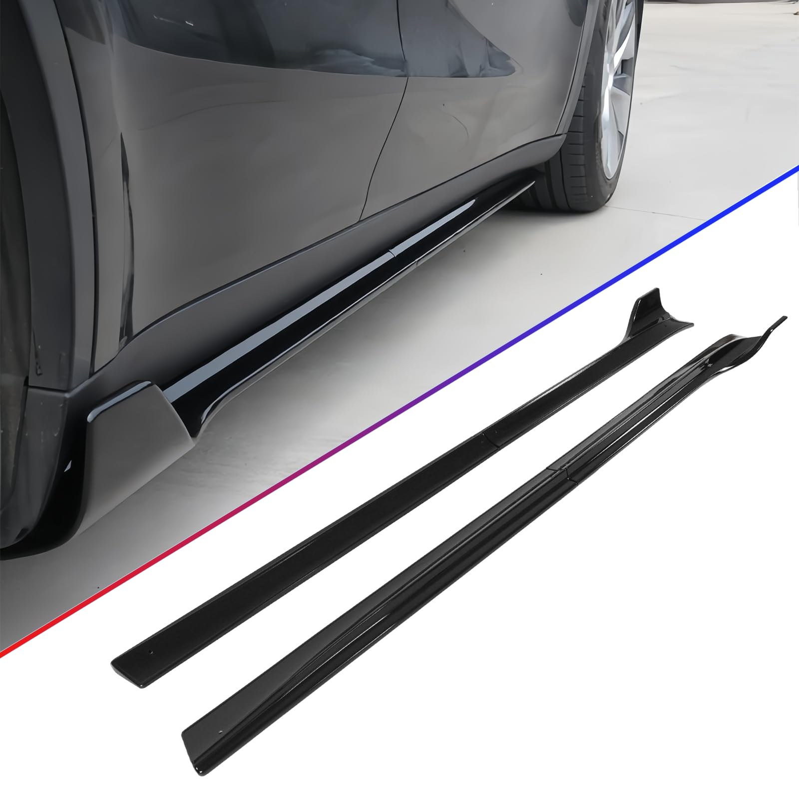 DSI -  4-Piece Side Skirt Extension Kit for Tesla Model Y 2020-2024, Gloss Black ABS Rocker Panel Splitter