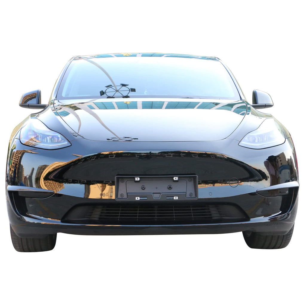 DSI - Compatible with 2020-2024 Tesla Model Y Fog Light Trims, Carbon Fiber Print IKON Style ABS Plastic Driver Passenger Side Fog Lamp Decoration Accessories Eyebrows Cover 2PC