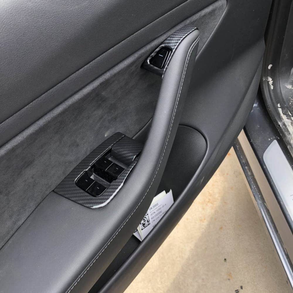 DSI - Carbon Fiber-ISH Interior Door Window Switch Panel Cover Trim KIT FITS Tesla Model 3 2017-2023/Model Y 2020-2023---$27.99
