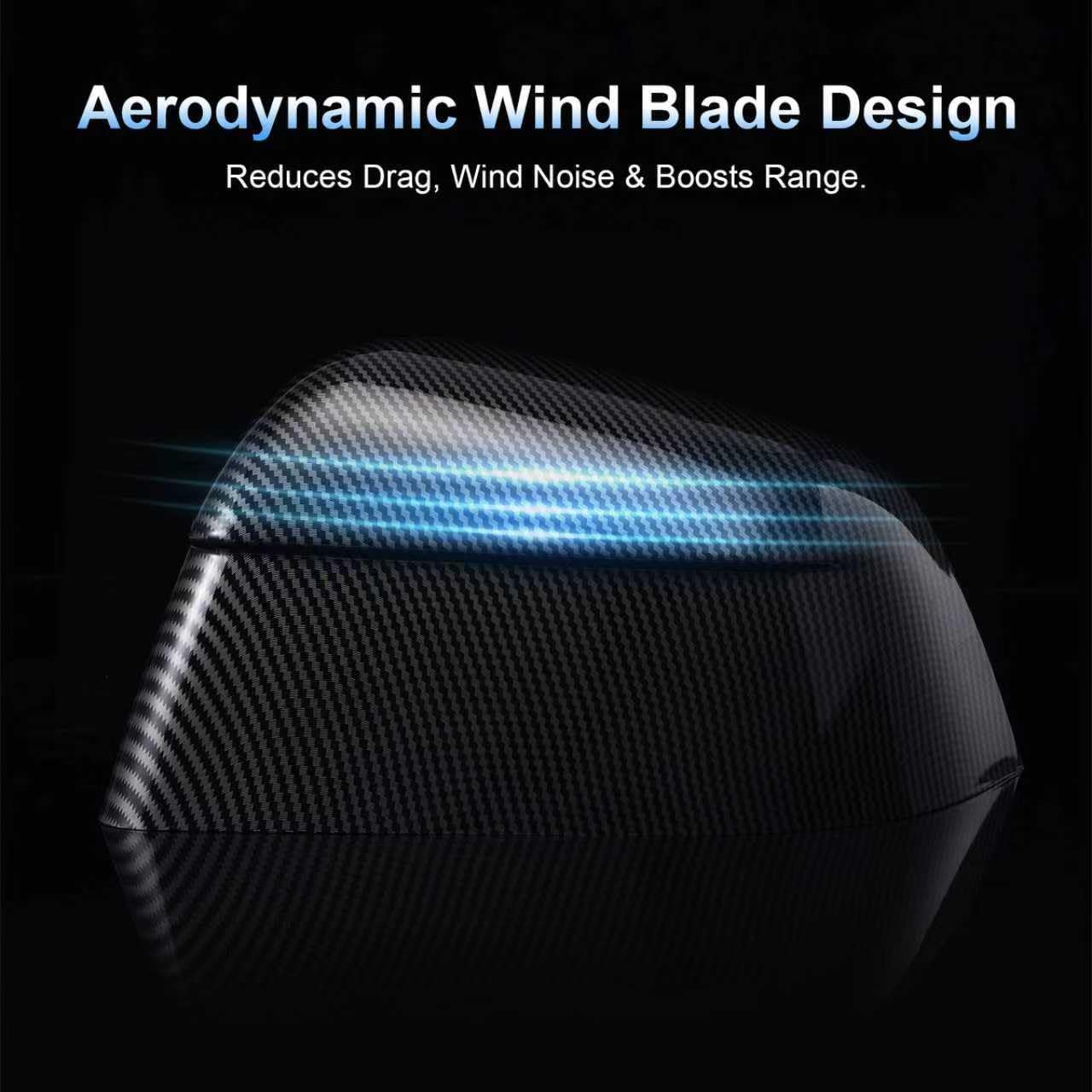 DSI - FITS Tesla Model Y Side Mirror Cover Caps 2021-2025 (Incl. Juniper), 2-Piece Aerodynamic Wind Blade Cover Set,Easy Install & Anti-Scratch Protector(Carbon Fiber Style)