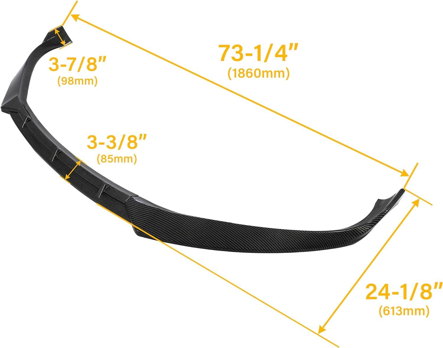 DSI - Carbon Fiber Style Front Lip Spoiler - FITS - 2016-2020 Tesla Model S - 3Pcs  Front Bumper Lip -FITS - 2016-2020 Tesla Model S 3Pcs - Carbon Fiber Style Front Lip Spoiler / Splitter / Air Dam / Body Kit / Trim  - $69.00