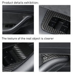 DSI - COMPLETE INTERIOR KIT - 14pcs Carbon Fiber Car Window Glass Lift Button Trim Switch Cover for Tesla Model 3 (2021-2023) Model Y (2021-2024) Door Armrest Panel Cover(for New Model 3/Y, Matte Black)