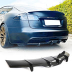 DSI - Real Carbon Fiber Rear Diffuser Fits for Tesla Model S 2021-2024 Sedan 4 Door Air Dam Lower Bumper Lip Spoiler Valance Protector Lip 2022 Body Kit Factory Outlet