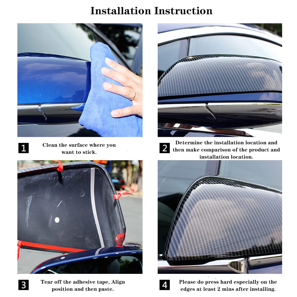DSI - Side Mirror Cover for Tesla Car Exterior Accessories ABS Plastic Outside Cap (Pack of 2)(Model X 2017-2020 Imitation Carbon Fiber)