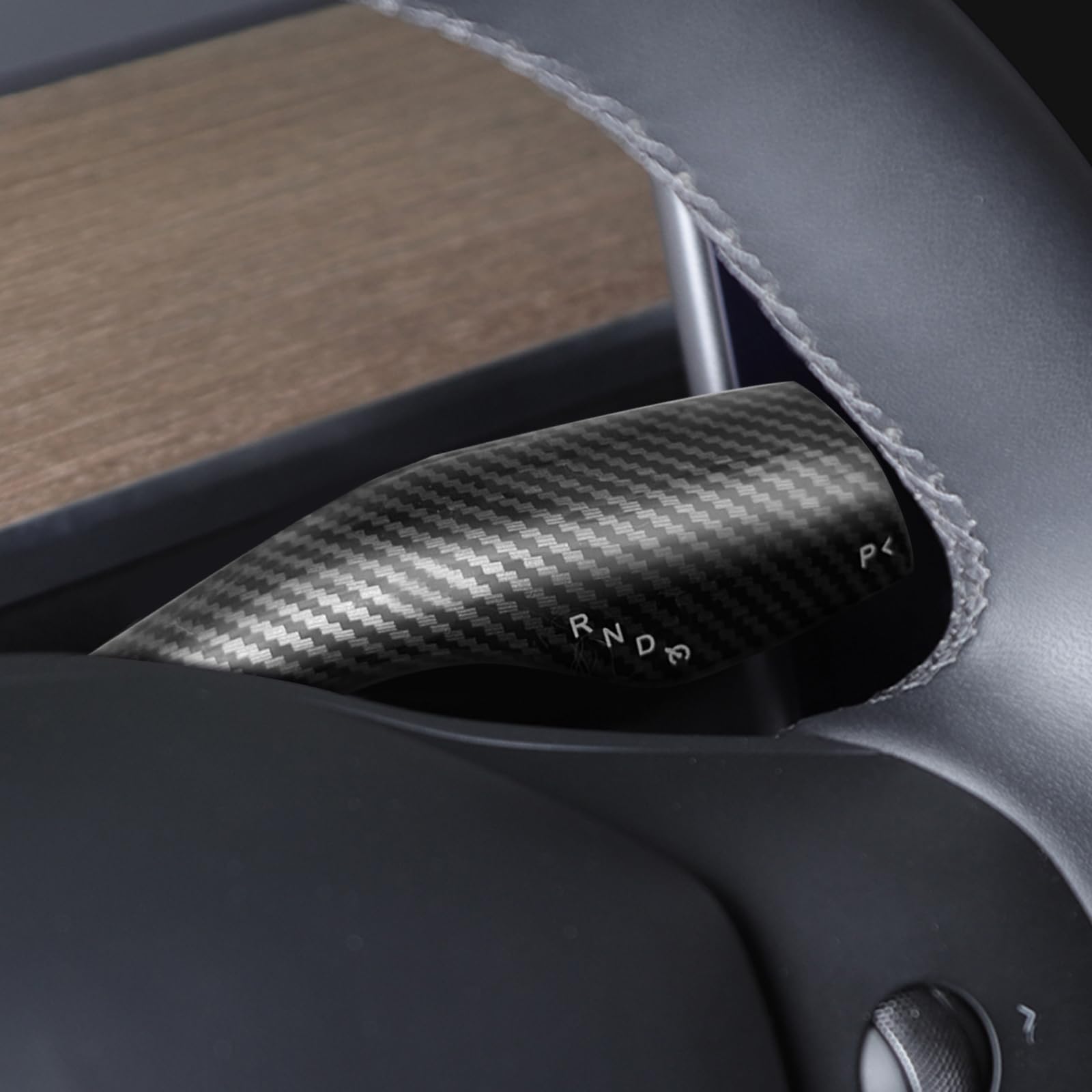 DSI - Steering Lever Cover for Tesla Model 3 Model Y 2017-2024, Carbon Fiber Pattern Car Gear Shift Cover, Steering Wheel Cover Tesla Model 3 Model Y 2024 Accessories(Glossy Carbon Fiber Pattern)