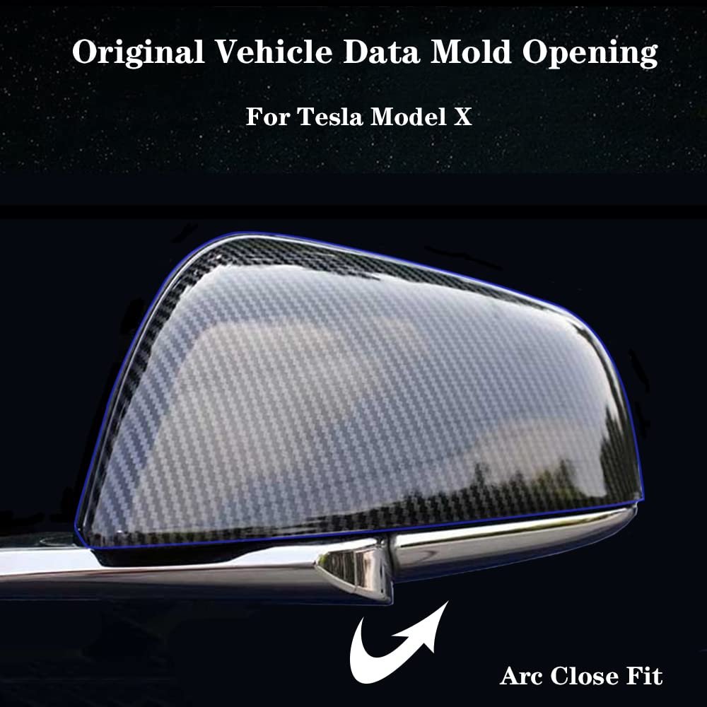 DSI - Side Mirror Cover for Tesla Car Exterior Accessories ABS Plastic Outside Cap (Pack of 2)(Model X 2017-2020 Imitation Carbon Fiber)