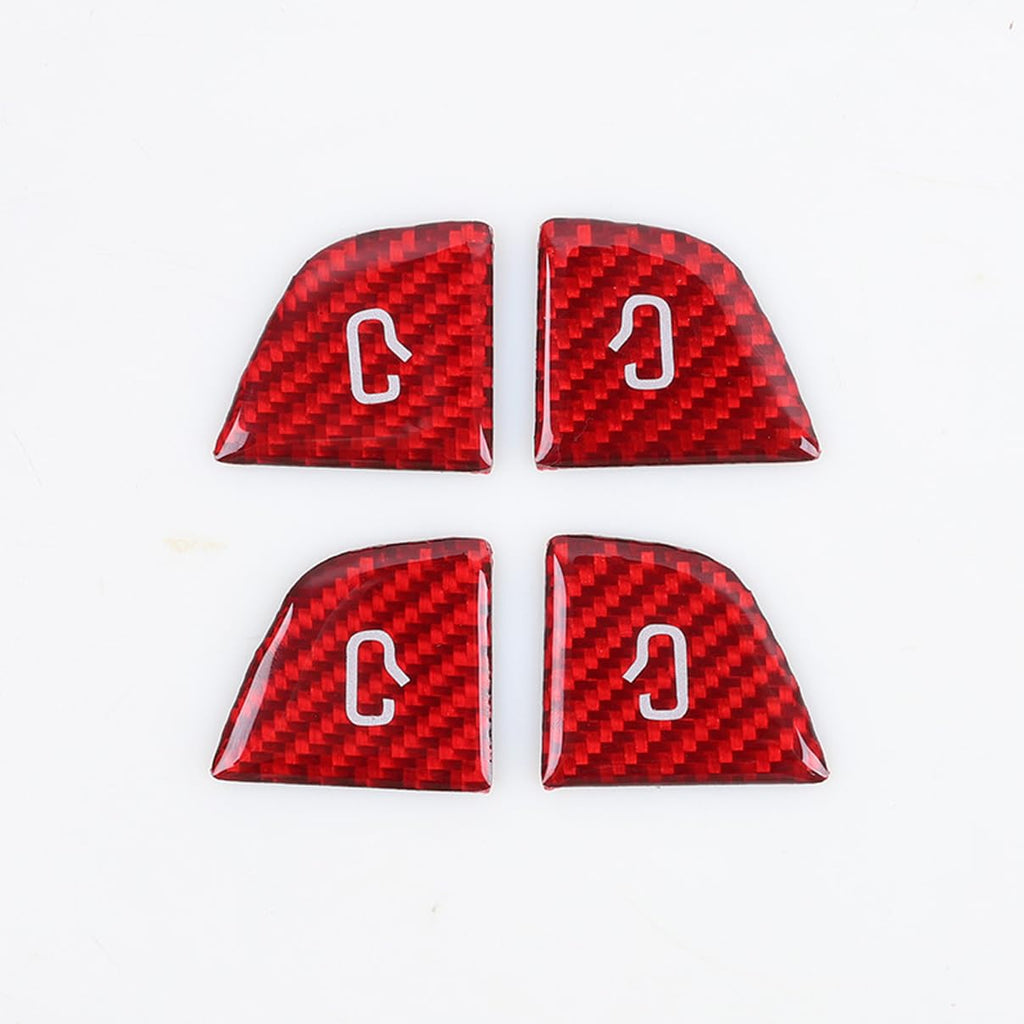 DSI - Carbon Fiber Door Lock Switch Cover Trim for Tesla Model 3 Highland 2024-2026 Model Y Juniper 2025-2026 (Red Carbon Fiber Look)