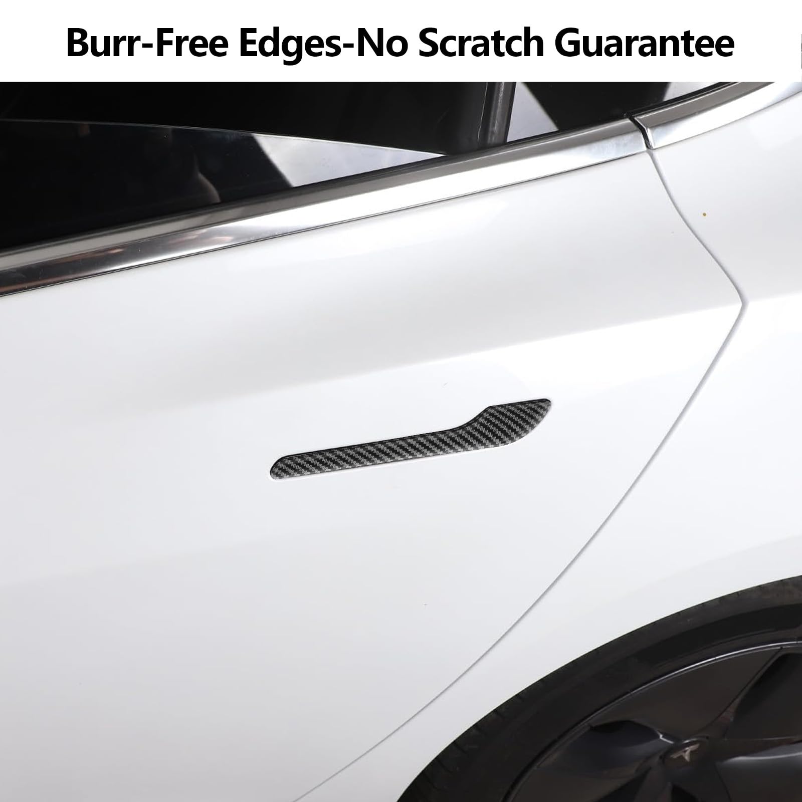 DSI - 4PCS Tesla Model 3/Y Door Handle Cover Set (2017-2025) Highland & Juniper Compatible, Car Door Handle Sills Protection Wrap Exterior Accessories, Carbon Fiber 3D Sticker