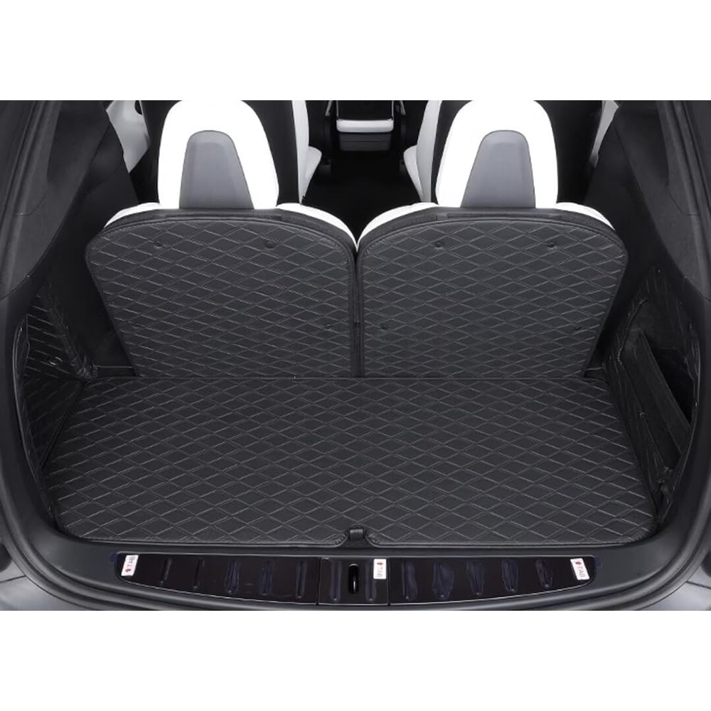 DSTAR - Car Trunk Mat for Tesla Model X 6/7 Seater 2016-2021 (NOTE **2022-Current DO NOT FIT) Full Coverage Trunk Cargo Mat All Weather Rear Cargo Liner Heavy Duty (Black with Black Stitching)