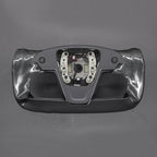 DSI - Hand Stitch Black Genuine Leather Shiny Yoke Carbon Fiber Steering Wheel Cover Wrap for Tesla Model S Yoke Model X - (wrap only)