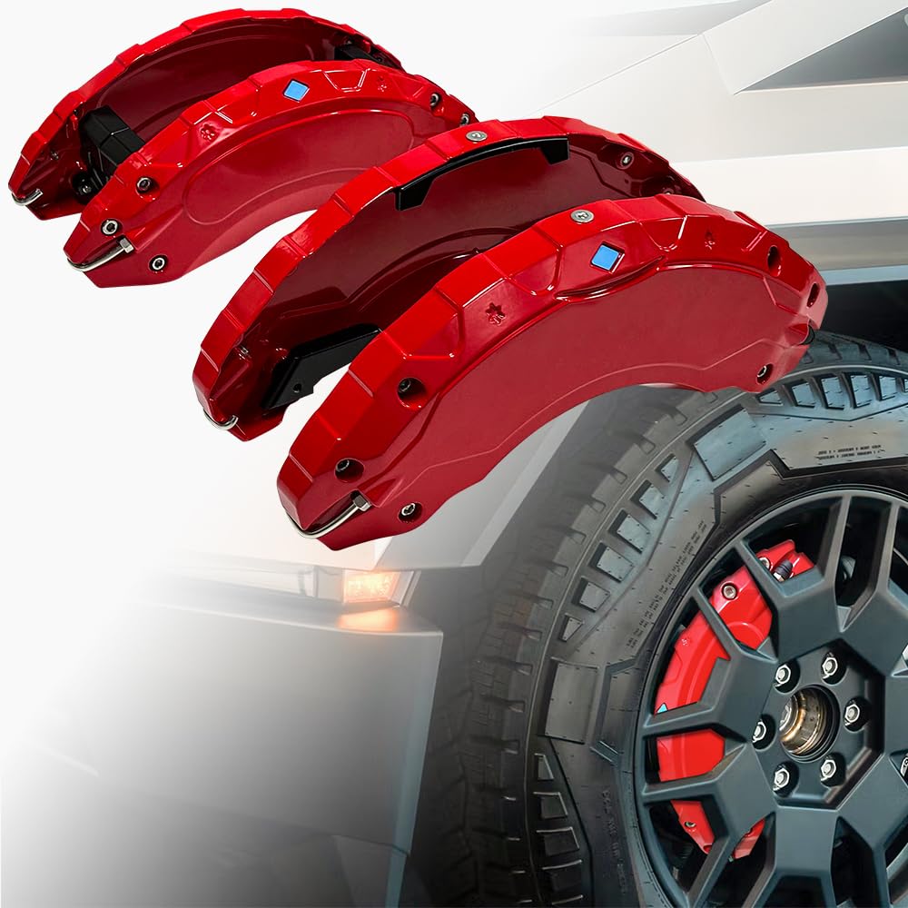 DSI - Caliper Covers Compatible with Tesla Cybertruck Accessories 2023,2024,Front and Rear Brake Caliper Covers Set of 4 for Cybertruck Pickup Truck Wheel Accessories(Red)