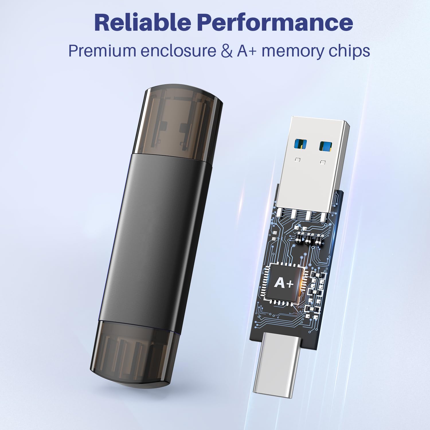 DSTAR - 256GB USB C Flash Drive Dual USB 3.0 Flash Drive Type C + USB A Portable Type-C Flash Drive 2-in-1 USB-C Thumb Drive for Smartphone Tablet Computer Mac iPhone 15 Black