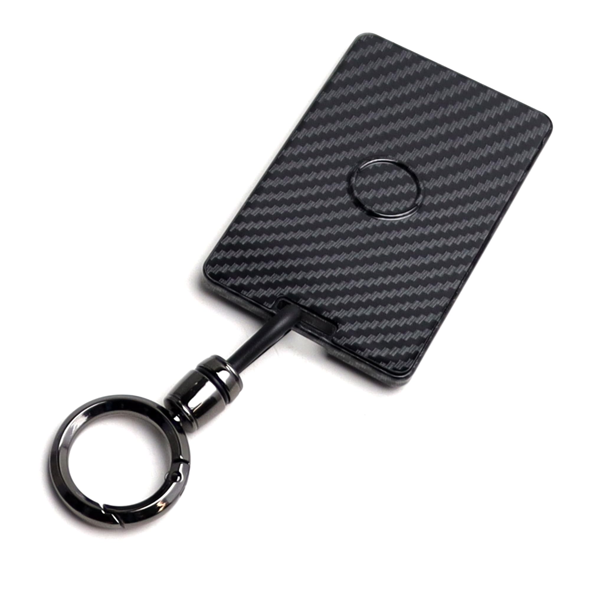 DSI - Glossy Black Carbon Fiber Finish Hard Plastic Key Card Fob Case Holder Keychain Compatible With Tesla Model 3 Y S X Cybertruck Card Key