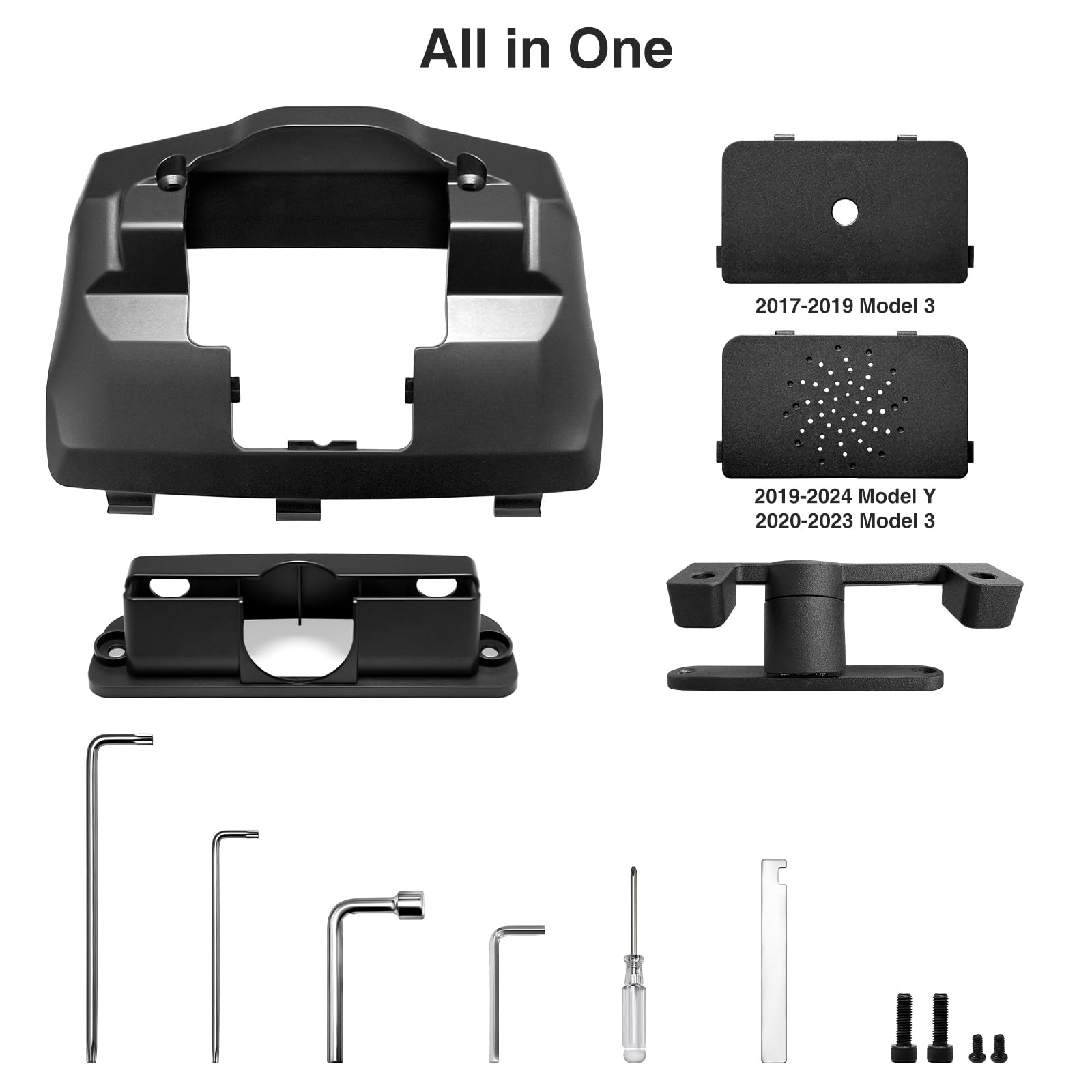 DSI - Screen Swivel Mount for Tesla Model Y 2019-2024 & Model 3 2017-2023 Left/Right 30° Up/Down 15° Rotating Four Directions Aluminum Alloy Tesla Screen Rotating Bracket