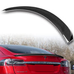 Q1-Tech, Carbon Fiber Lift Gate Trunk Spoiler Wing Compatible with 2012-2024 Tesla Model S, Rear Trunk Lip Spoiler, 2013 2014 2015 2016 2017 2018 2019 2020 2021 2022 2023, OE-Style
