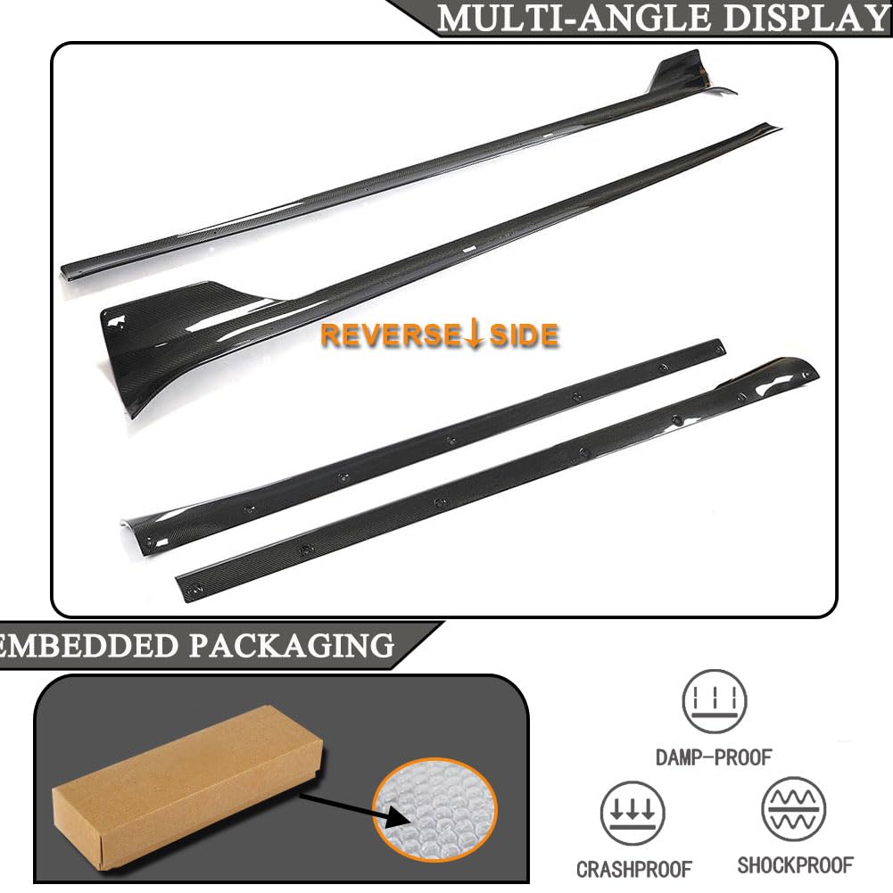 DSI - REAL Carbon Fiber Side Skirts for Tesla Model S Plaid 2021-2024 Under Door Rocker Panels Valance Extension Lip Factory Outlet