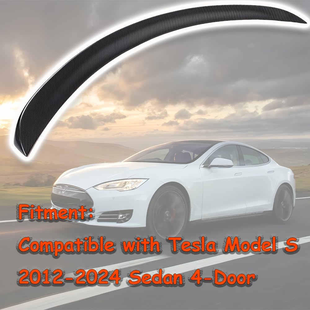 DSI - Rear Spoiler Compatible with Tesla Model S 2012-2024 Sedan 4-Door Trunk Spoiler Wing Factory Style Carbon Fiber Style