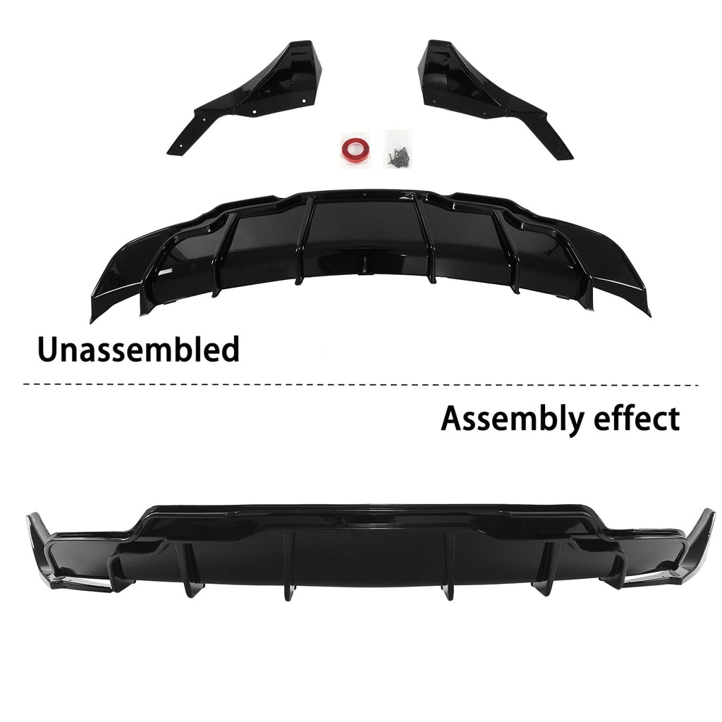  DSI - Rear Bumper Diffuser Lip for Tesla Model 3 2017-2023 Performance Style ABS Rear Bumper Molding Protector Lip (Glossy Black)