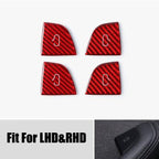 DSI - Carbon Fiber Door Lock Switch Cover Trim for Tesla Model 3 Highland 2024-2026 Model Y Juniper 2025-2026 (Red Carbon Fiber Look)