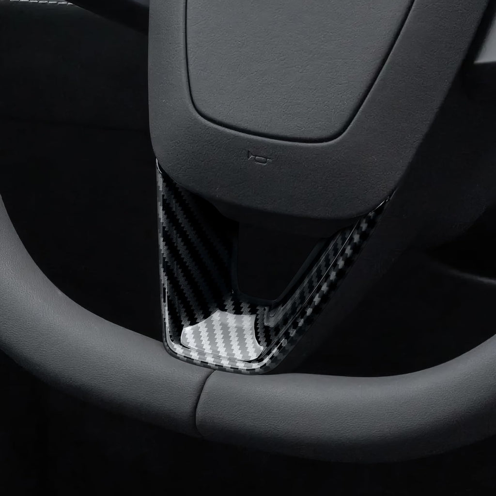 DSI - FITS Tesla Model 3 Highland 2024 2025 2026 Model Y Juniper 2025 2026 Accessories Interior Car Steering Wheel Trim Carbon Style ABS Decal Sticker (Style A)