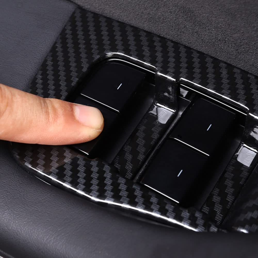 DSI - Carbon Fiber-ISH Interior Door Window Switch Panel Cover Trim KIT FITS Tesla Model 3 2017-2023/Model Y 2020-2023---$27.99