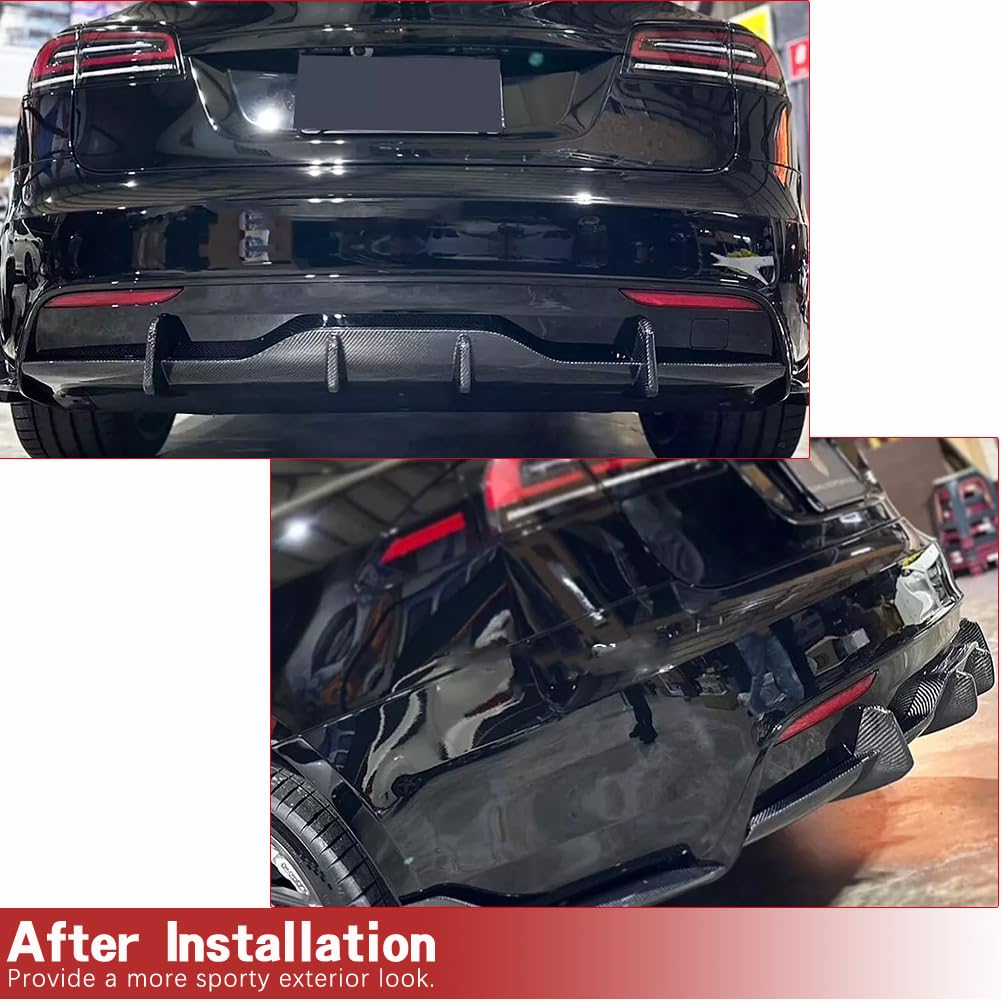 DSI - REAL - Carbon Fiber Rear Diffuser for Tesla Model S 2021 2022 2023 Rear Bumper Splitters Lower Lip Spoiler Valance Protector Factory Outlet
