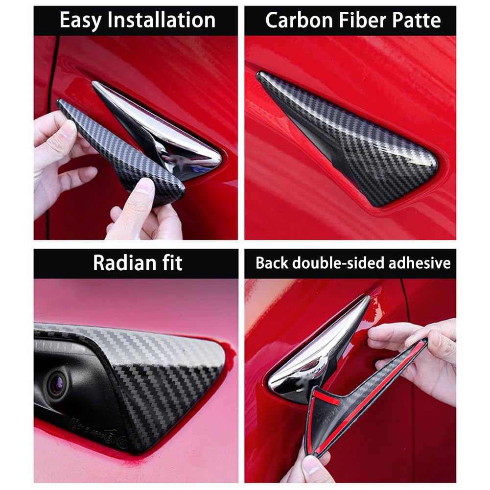 DSI - FITS Tesla Model 3/Y HW3.0 Turn Signal Side Camera Protection Cover Decoration Accessories fit for 2017-2023 Tesla Model 3 and 2020-2023.6 Tesla Model Y (Glossy Carbon Fiber Pattern)