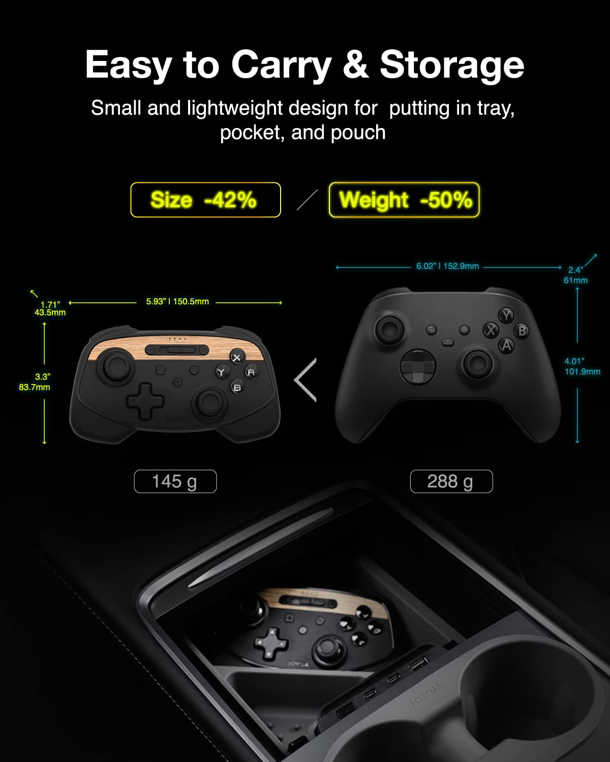 DSI - Multi-Device Wireless Controller Compatible for Tesla 2025 New Model Y Model 3/Y/S/X/cybertruck Compatible for Switch, one controller set, SPECIAL PROGRAMMED and DESIGN FOR TESLA WOOD [nintendo_switch,windows,ios,android]