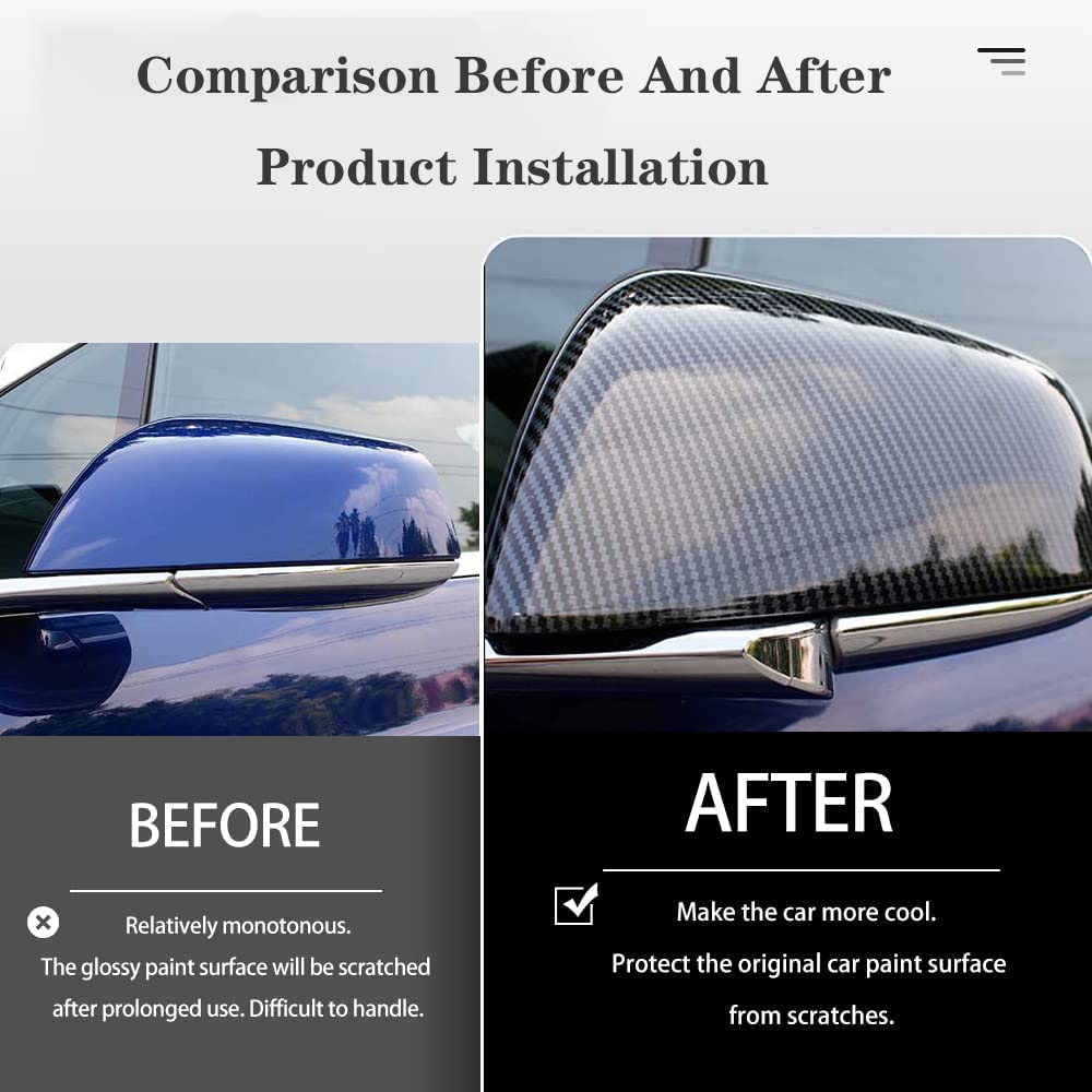 DSI - Side Mirror Cover for Tesla Car Exterior Accessories ABS Plastic Outside Cap (Pack of 2)(Model X 2017-2020 Imitation Carbon Fiber)