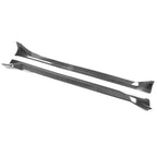 IKON MOTORSPORTS, Side Skirts Compatible with 2020-2024 Tesla Model Y, Carbon Fiber Print IKON Style ABS Plastic Side Skirt Extension Splitter Rocker Panel Pair, 2021