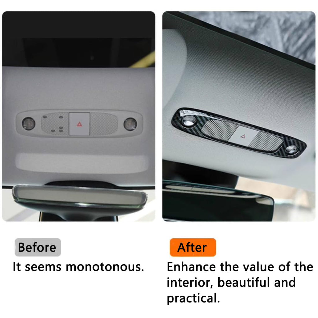 DSI - Reading Lights Trim Cover, Lights Panel Decorative Compatible with Tesla Model 3 Model Y, Reading Light Roof Frame Trim Cover Interior Light Cover Accessories, 2Pcs Carbon Fiber Pattern