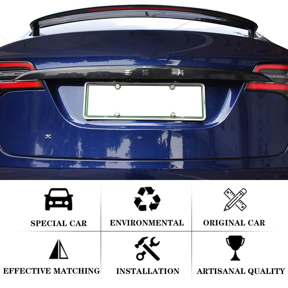 DSI - Rear Tailgate Trunk Lid Garnish Trim for Tesla Model X 2018-2020 Car Exterior Accessories ABS Imitation Carbon Fiber Outer Decoration