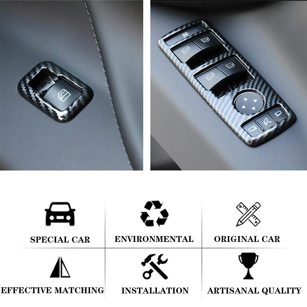 DSI - Window Lift Switch Button Panel Cover Bezel Frame for Tesla Model X Model S 2016-2020 Car Interior Accessories ABS Imitation Carbon Fiber Inner Decoration (Pack of 4)