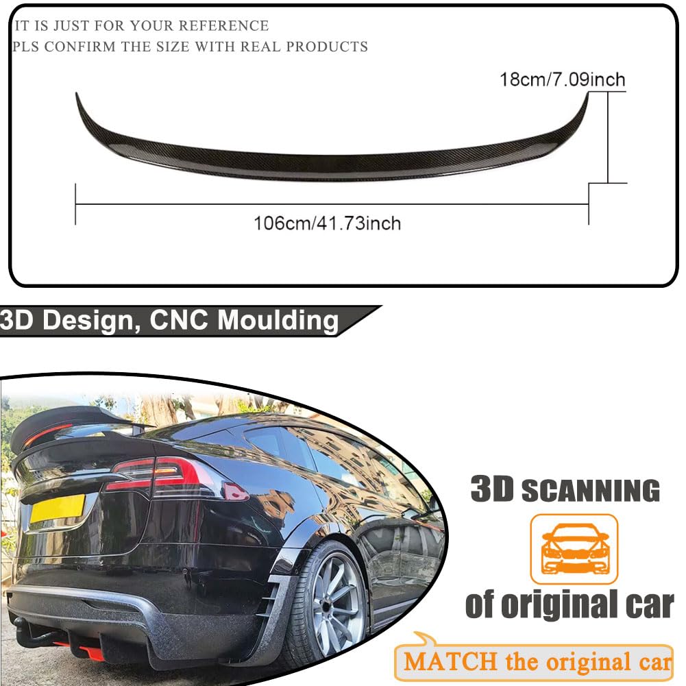 DSTAR - REAL Carbon Fiber Trunk Spoiler for Tesla Model X 2016-2023 Rear Boot Lid Duckbill Highkick Wing Lip Factory Outlet