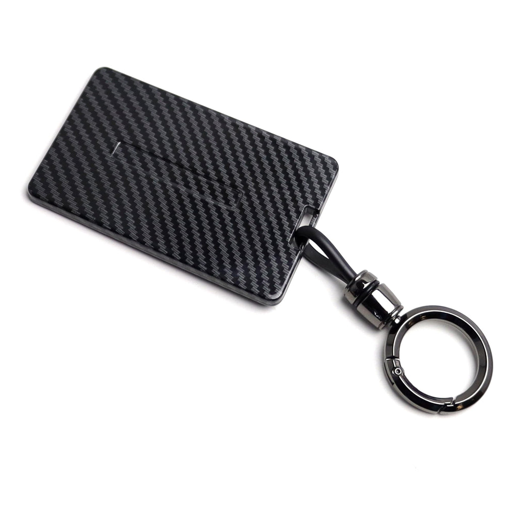 DSI - Glossy Black Carbon Fiber Finish Hard Plastic Key Card Fob Case Holder Keychain Compatible With Tesla Model 3 Y S X Cybertruck Card Key