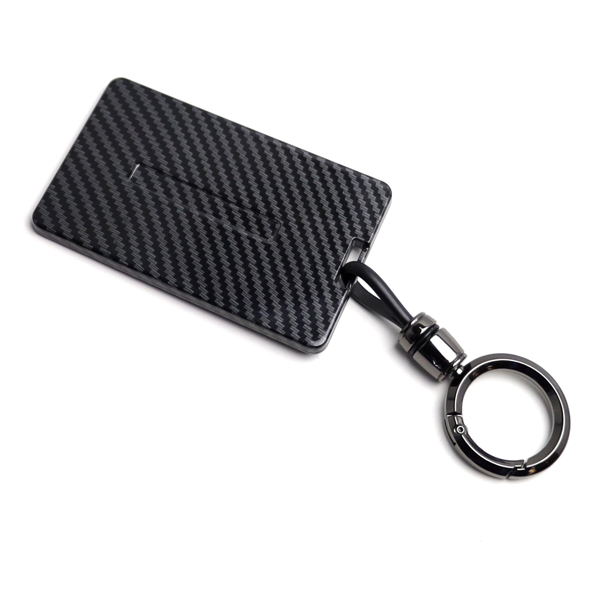 DSI - Glossy Black Carbon Fiber Finish Hard Plastic Key Card Fob Case Holder Keychain Compatible With Tesla Model 3 Y S X Cybertruck Card Key